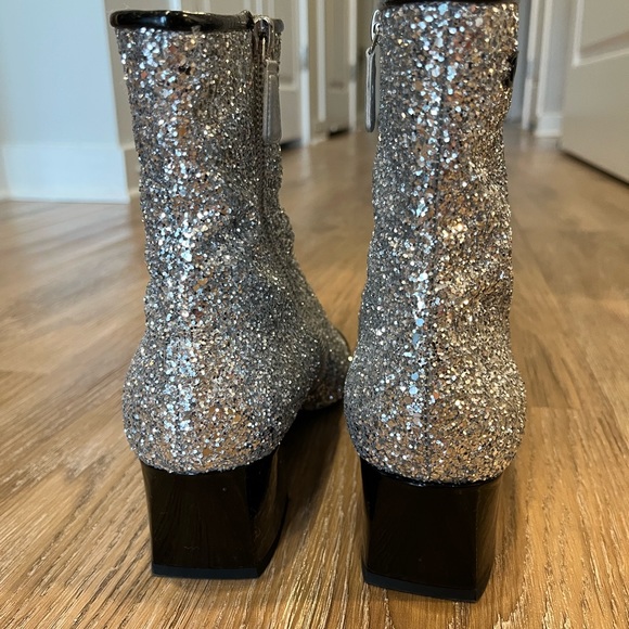 Chanel Silver Glitter Boots with Black Captoe - 39.5 (Fall/Winter 2017) - Picture 4 of 6